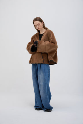 Oversized Teddy Cape Jacket