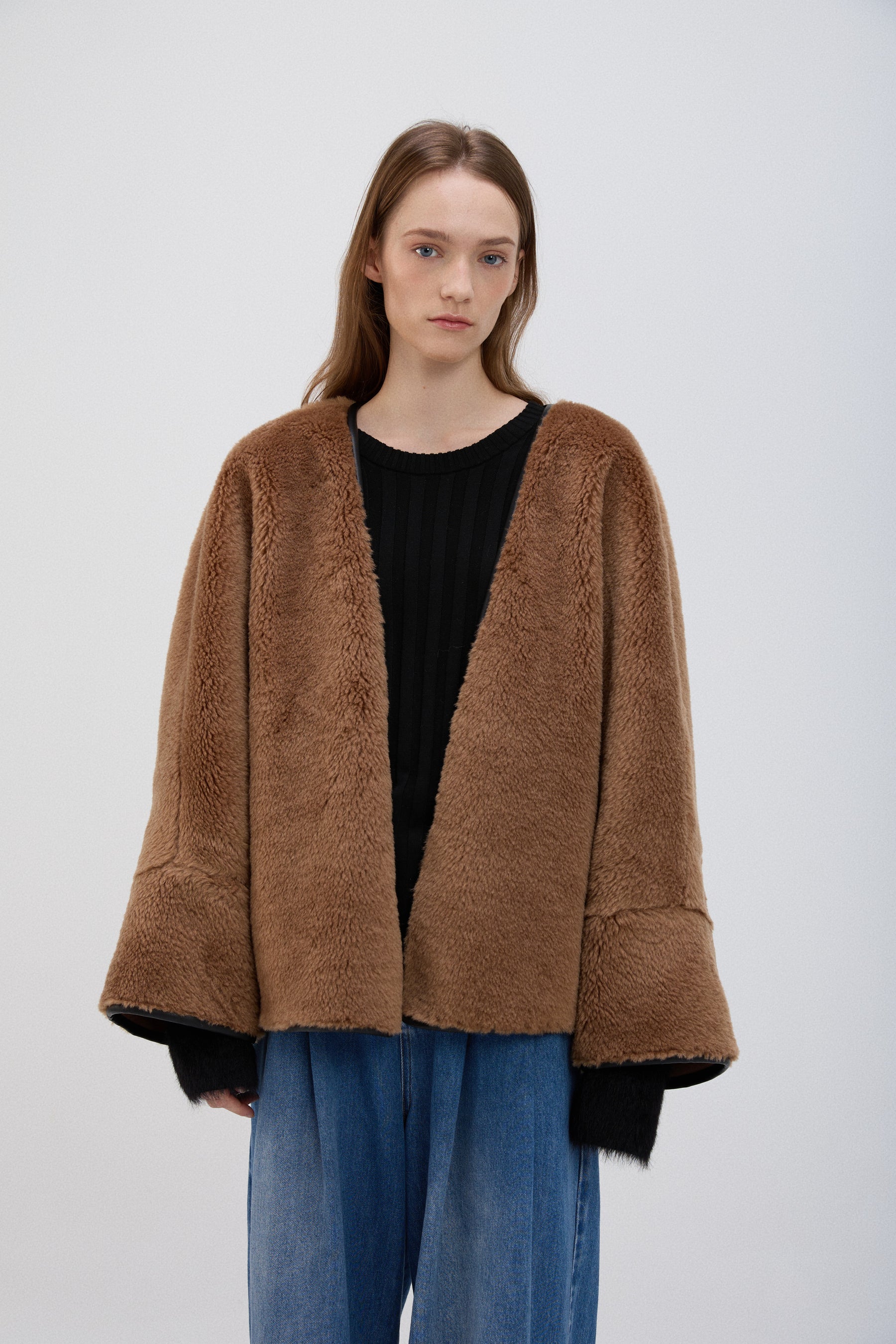 Oversized Teddy Cape Jacket