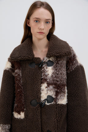 Cow Print Teddy Shearling Duffle Coat 2.0