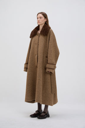 Convertible Faux Fur Collar Overcoat