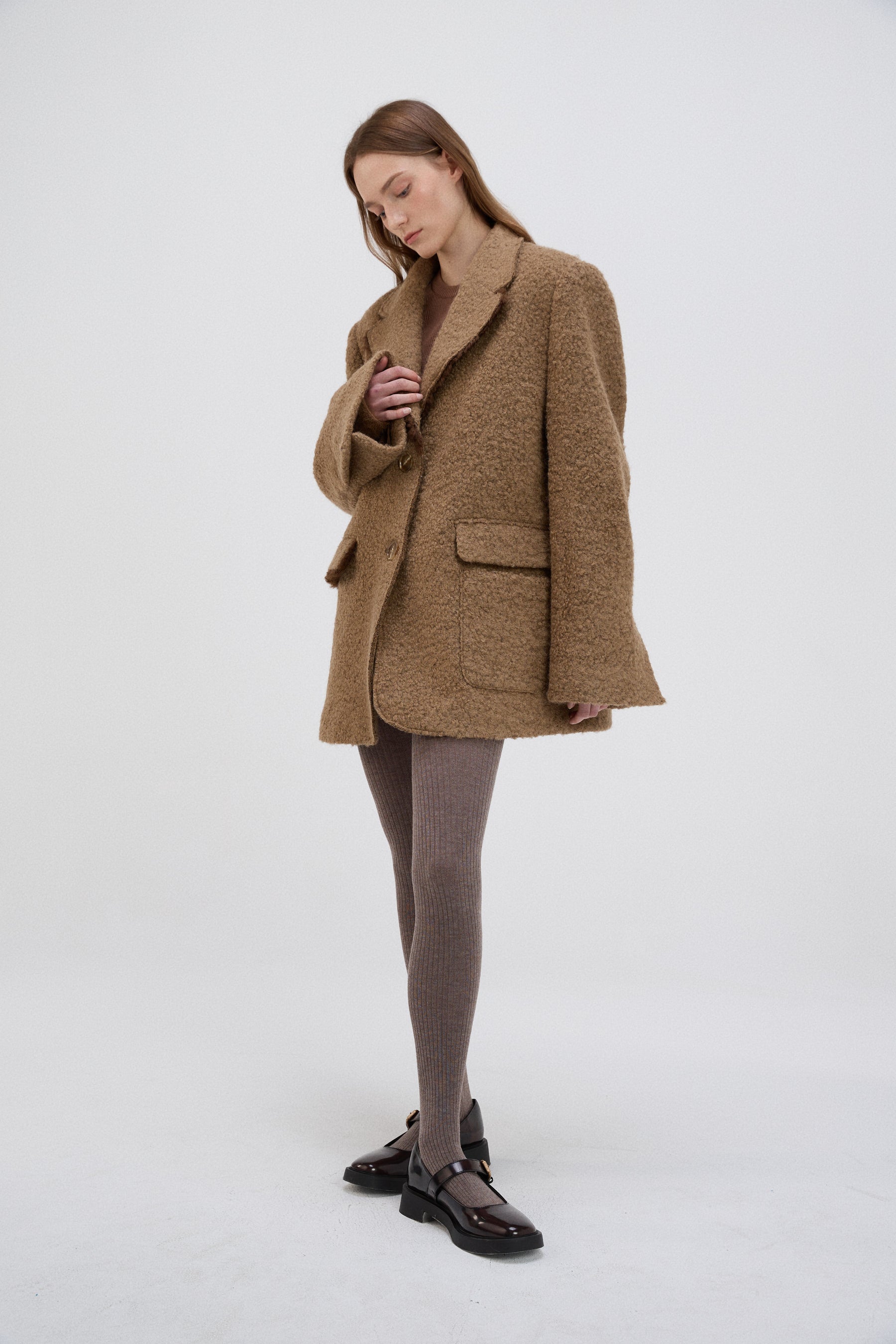 Trimmed Bouclé Blazer Coat