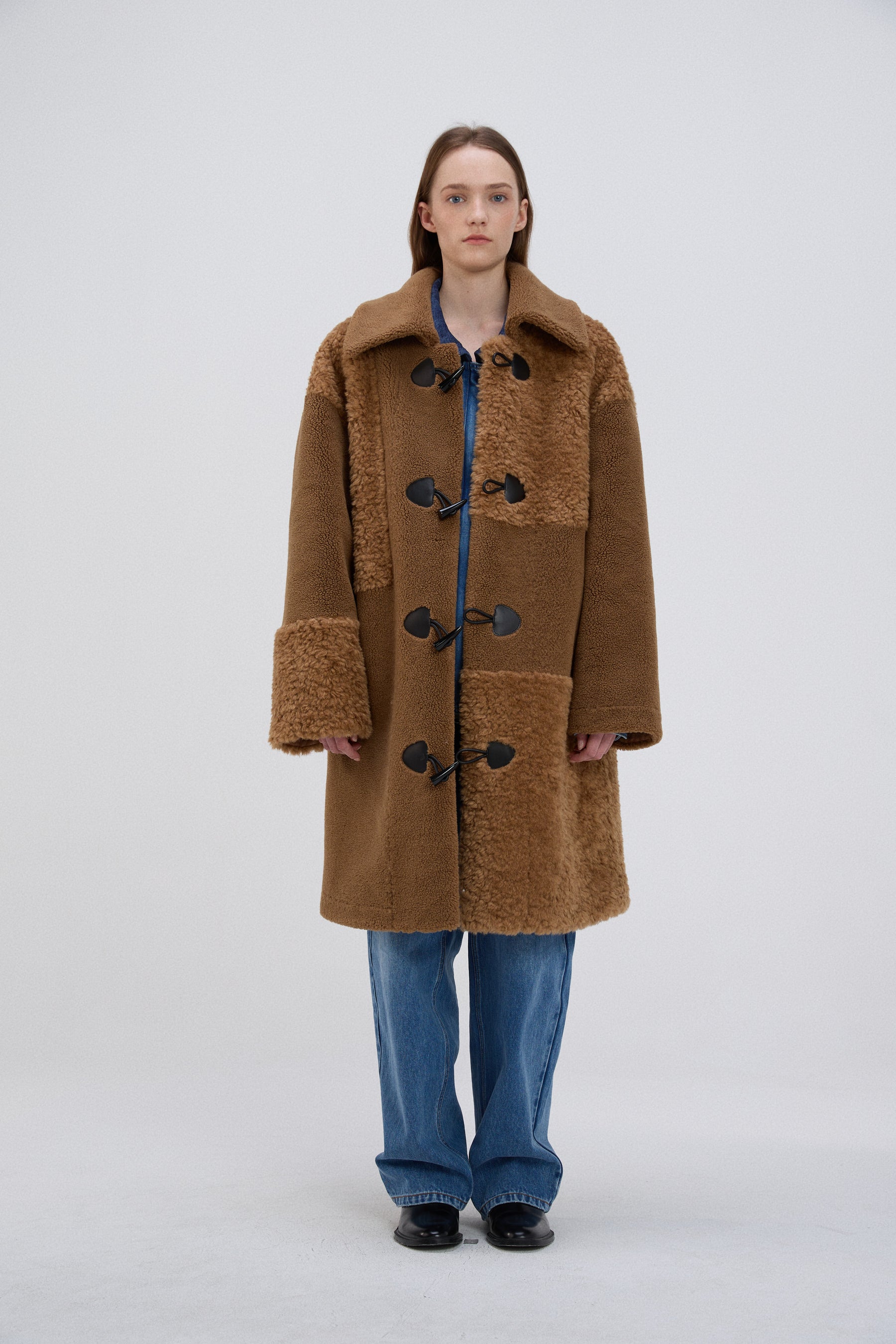 Cow Print Teddy Shearling Duffle Coat 2.0