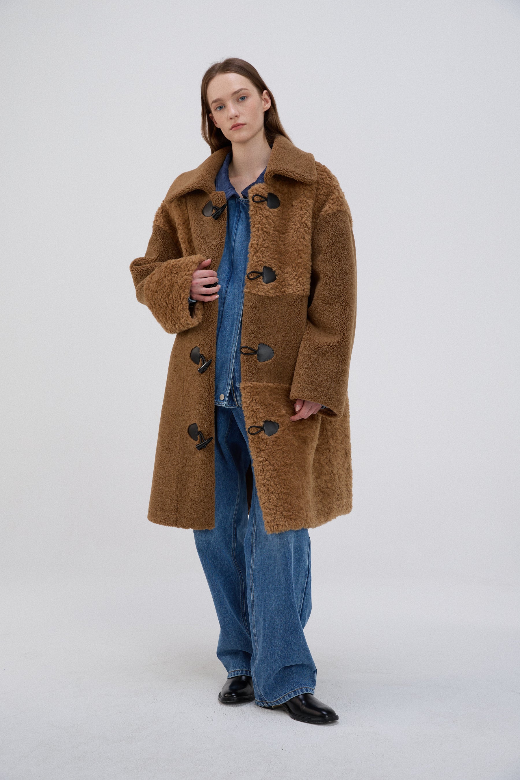 Cow Print Teddy Shearling Duffle Coat 2.0