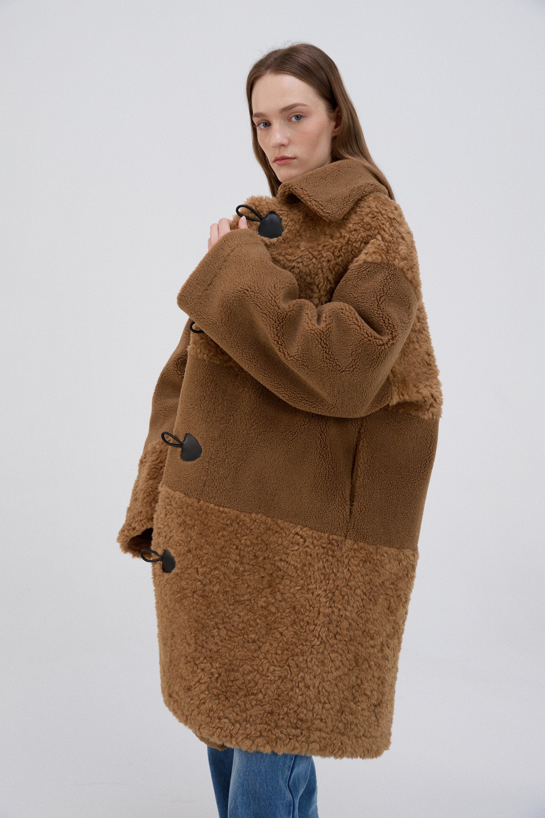 Cow Print Teddy Shearling Duffle Coat 2.0