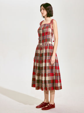 Patchwork Plaid Camisole Dress