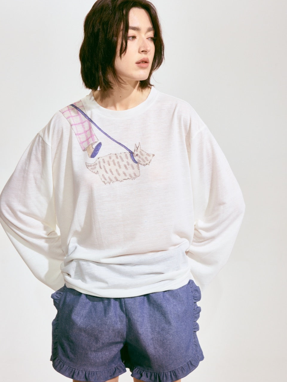 Dog Walker Long Sleeve Linen Tee x Van Der Weide