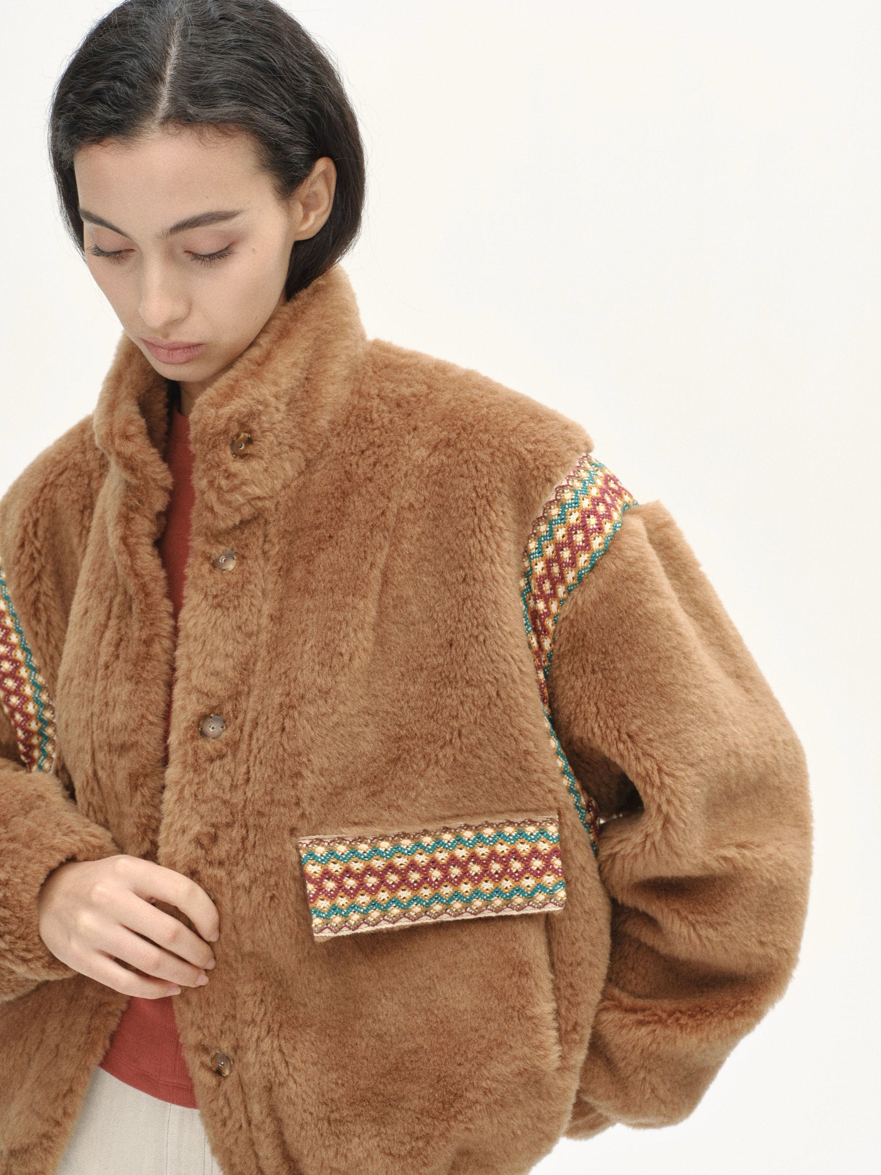 Twilight Woven Teddy Jacket - Brown