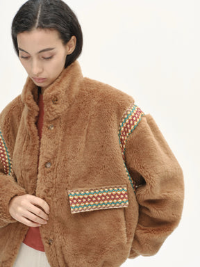 Twilight Woven Teddy Jacket - Brown