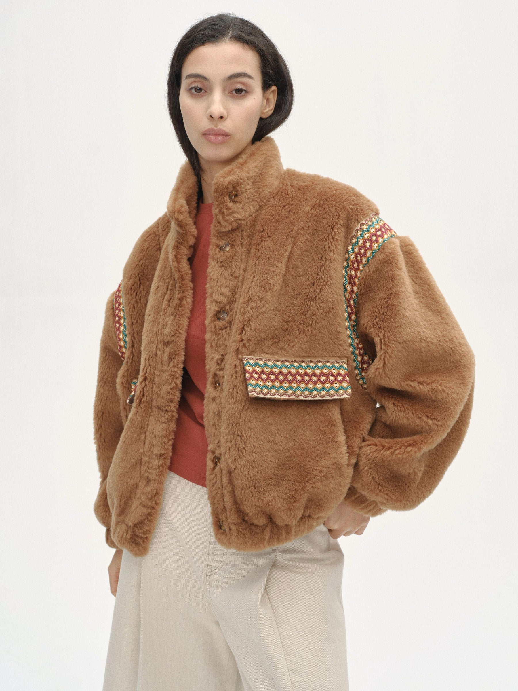 Twilight Woven Teddy Jacket - Brown