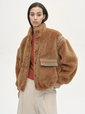 Twilight Woven Teddy Jacket - Brown