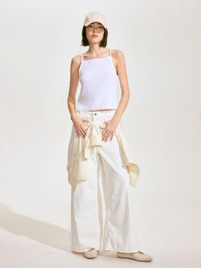 Scalloped Knit Camisole - White