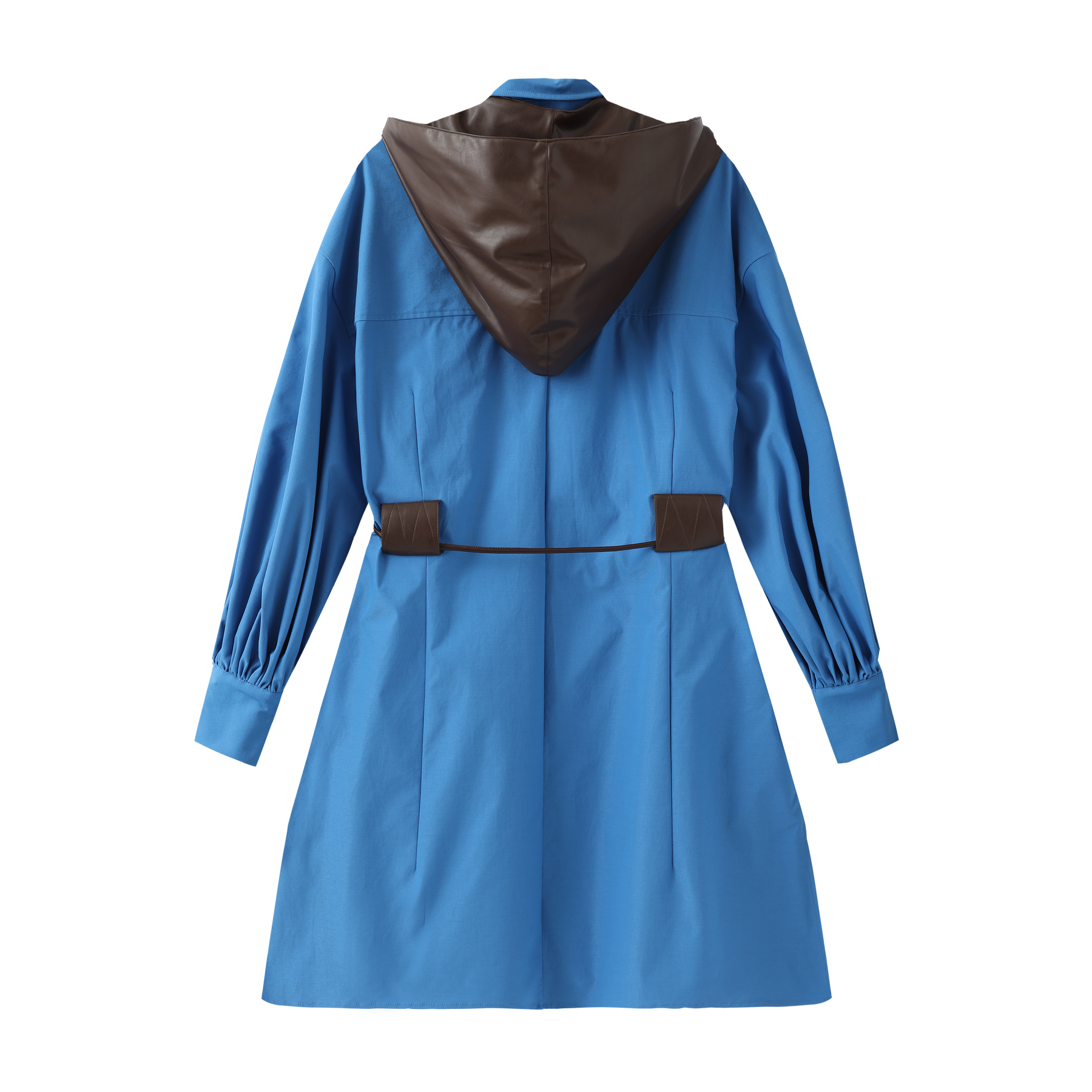 Detachable Hood Shirt Dress- Blue
