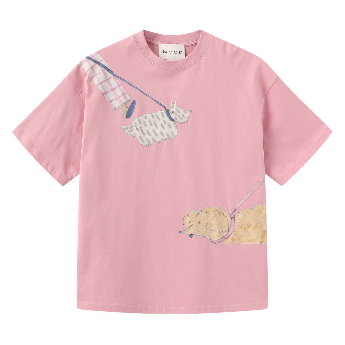 Dog Walking Patched Short-Sleeve T-shirt x Hannah Van Der Weide- Pink