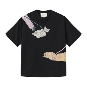Dog Walking Patched Short-Sleeve T-shirt x Hannah Van Der Weide- Black