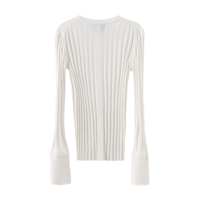 Fuzzy Sleeve Knit sweater - White