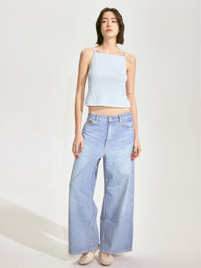 Scalloped Knit Camisole - Blue