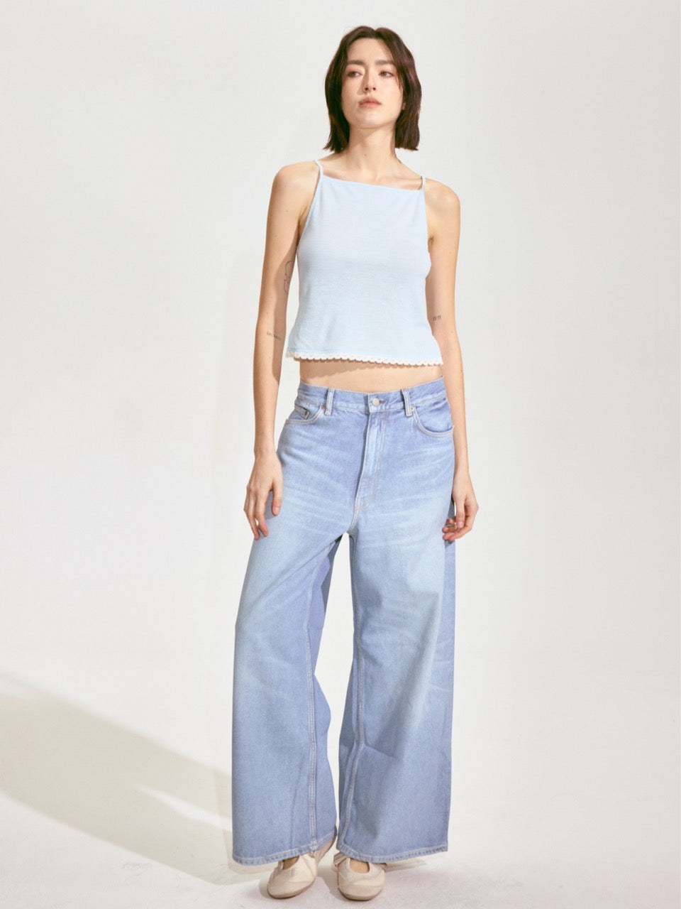 Scalloped Knit Camisole - Blue