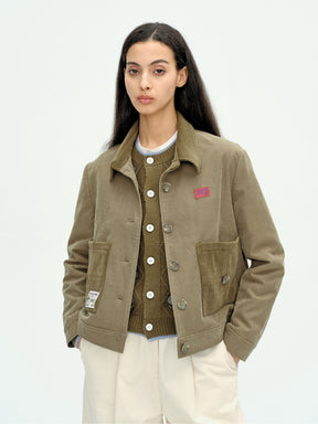 Appliqué Boxy Short Jacket Green