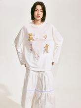 Bear with Angel Long Sleeve Linen Tee 2 colors