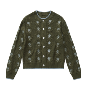 Rose Garden Knit Cardigan Green