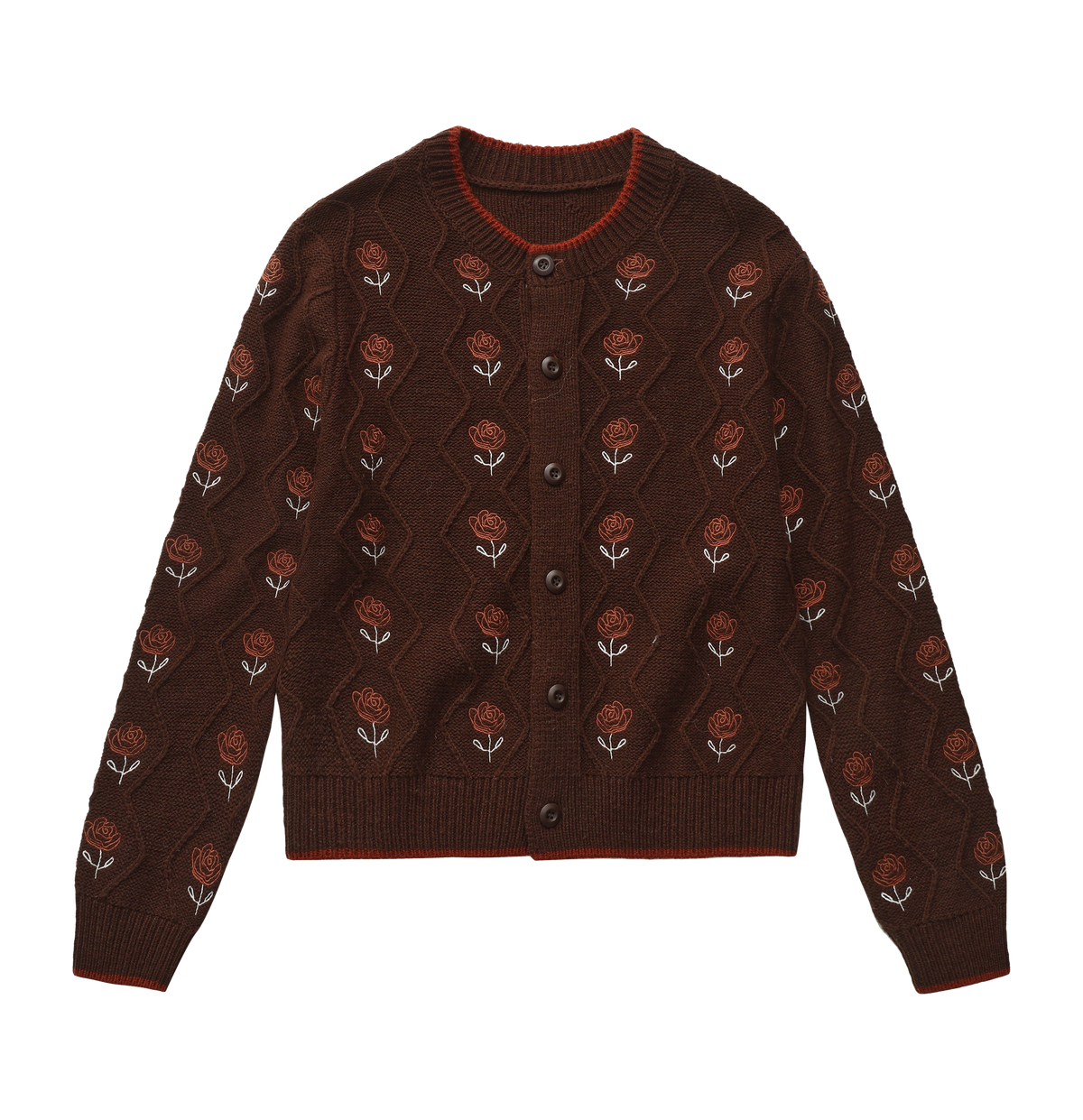 Rose Garden Knit Cardigan Brown
