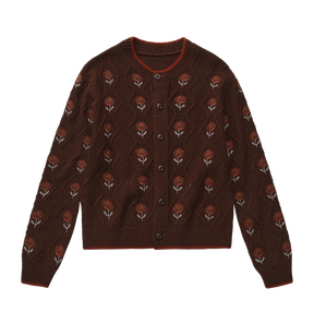 Rose Garden Knit Cardigan Brown