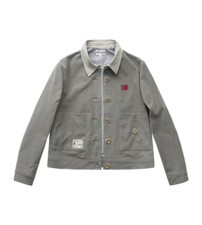 Appliqué Boxy Short Jacket Grey