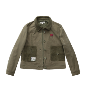 Appliqué Boxy Short Jacket Green
