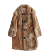 Patchwork Teddy Long Coat