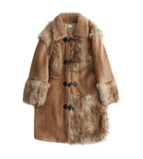 Patchwork Teddy Long Coat
