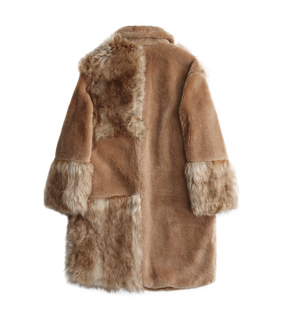 Patchwork Teddy Long Coat