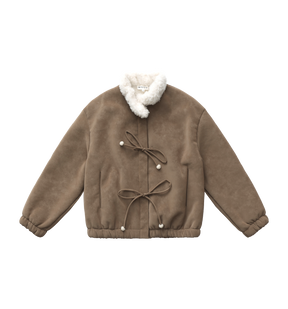 Petal Collar Bow Teddy Jacket