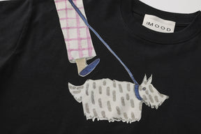 Dog Walking Patched Short-Sleeve T-shirt x Hannah Van Der Weide- Black