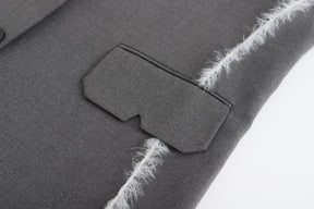 Furry Fringe Blazer - Grey
