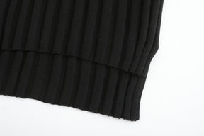毛絨袖針織毛衣 - 黑色