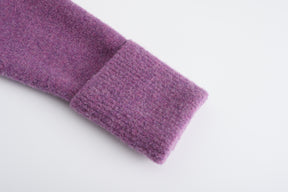 泰迪針織開襟衫 - 紫色