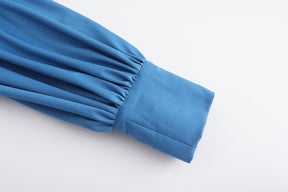 可拆卸連帽襯衫洋裝 - 藍色