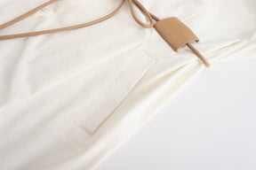 Detachable Hood Shirt Dress- White