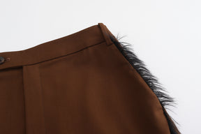 Furry Fringe Pants - Brown