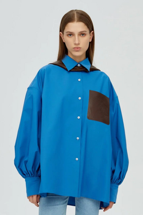 Detachable Hood Shirt - Blue