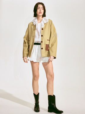 Patchwork Utility Khaki Jacket