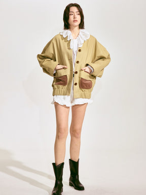 Patchwork Utility Khaki Jacket