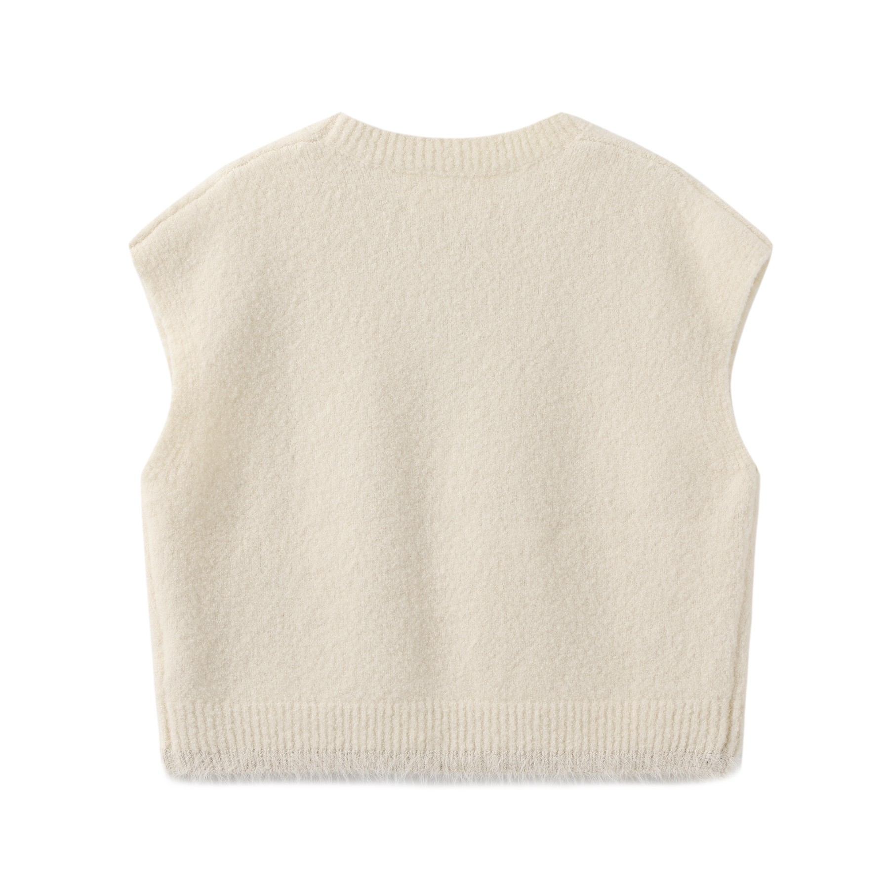 Shearling-Trim Knit Vest - White