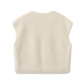 Shearling-Trim Knit Vest - White