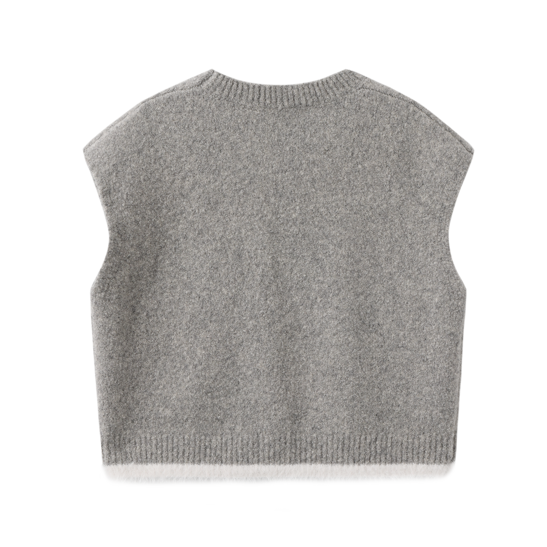 Shearling-Trim Knit Vest - Grey