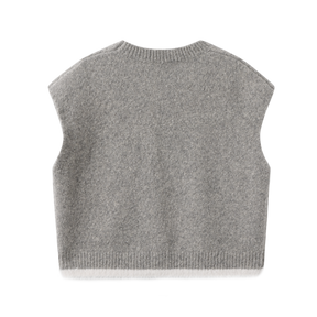 Shearling-Trim Knit Vest - Grey