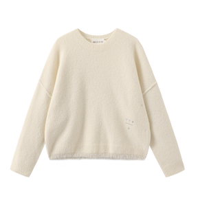 Shearling-Trim Oversized Knit Sweater - White