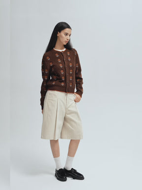 Rose Garden Knit Cardigan Brown