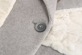 Patched Teddy Wool Coat - Grey - 310MOOD