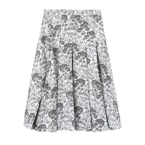 Asymmetrical Pleated Midi Skirt _ Print
